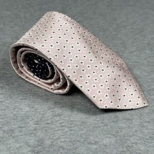 Tommy Hilfiger Mens Neck Tie Pink Silk White Flowers‎ Pattern Navy Pin Dot Tail
